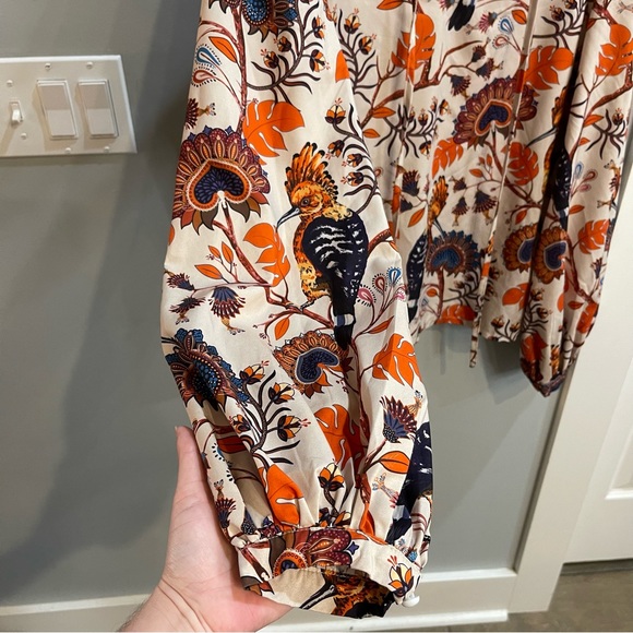 Emery Rose Boho Blouse Floral with Birds - Picture 5 of 13